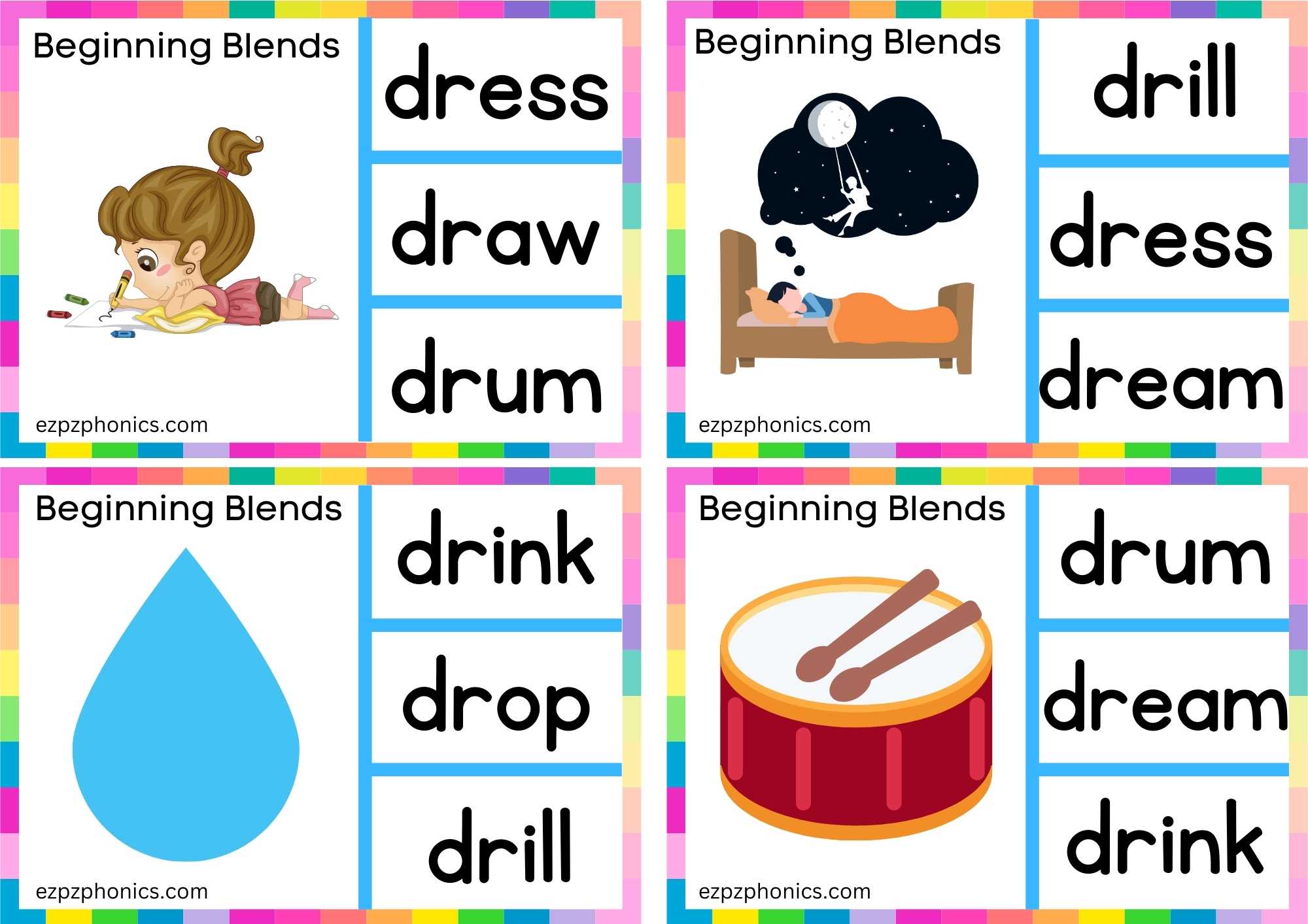 DR Beginning Blends Clip Cards Look At The Image And Clip The Correct Word Set 2